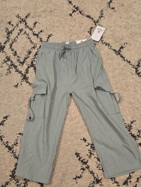 solo Sage Green Cargo Pants with Drawstring Waist